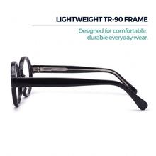 2SeeLife R-415P round blue light reading glasses, Shiny Black