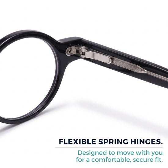 2SeeLife R-415P round blue light reading glasses, Shiny Black
