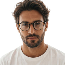 Tortoise retro round reading glasses – angle view | R-726