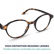 Tortoise retro round reading glasses – side profile | R-726