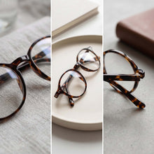 Tortoise round reading glasses – folded flat view | R-726