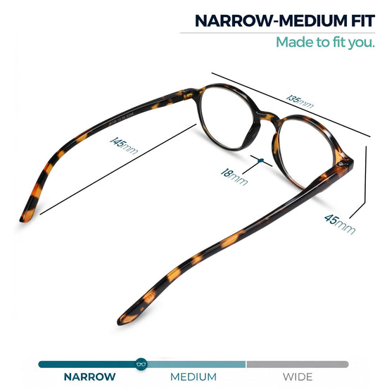 Tortoise round reading glasses for men and women – product photo 4 | R-726