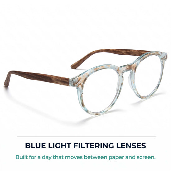 Large Round Blue Light Reading Glasses for Men & Women | R-729P