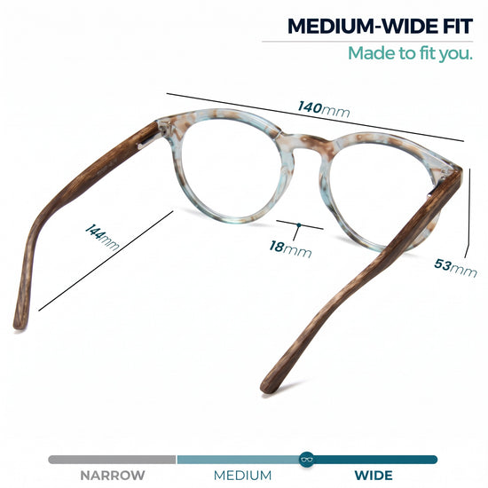Aqua large round blue light reading glasses for men and women – product photo 4 | R-729P