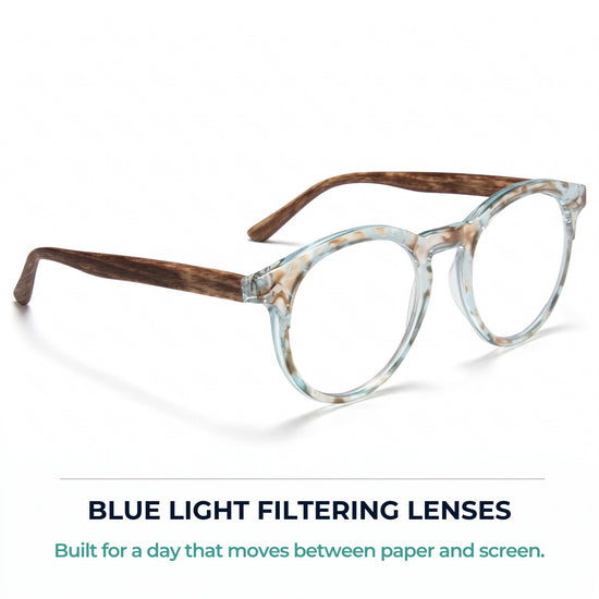 Aqua large round blue light reading glasses for men and women – product photo 5 | R-729P