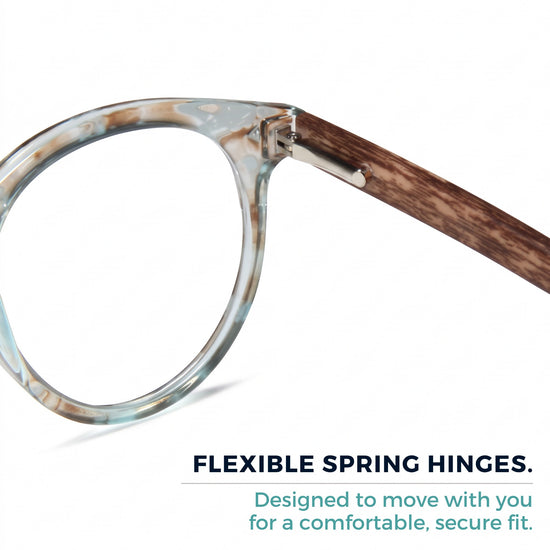 Aqua large round blue light reading glasses for men and women – product photo 7 | R-729P