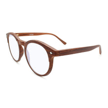 Large Round Anti Blue-Light Reading Glasses Men & Women | R-729P-Blue & Wood Brown