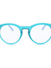 Large Round Anti Blue-Light Reading Glasses Men & Women | R-729P-Blue & Wood Brown