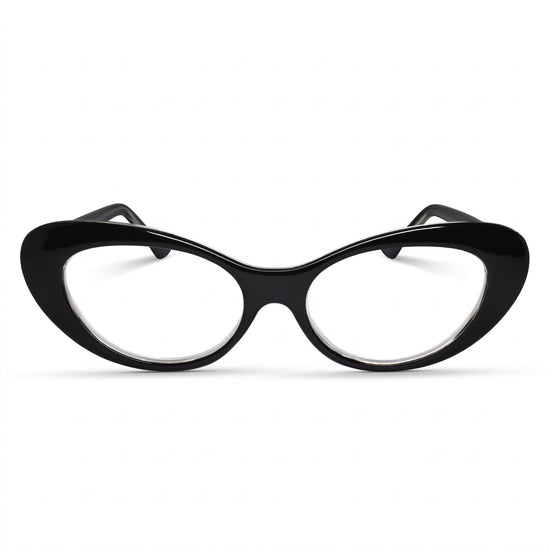 Black retro oval cat eye reading glasses for women – product photo 1 | R-803