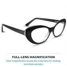 Black retro oval cat eye reading glasses for women – product photo 5 | R-803