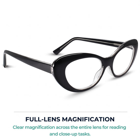 Black retro oval cat eye reading glasses for women – product photo 5 | R-803