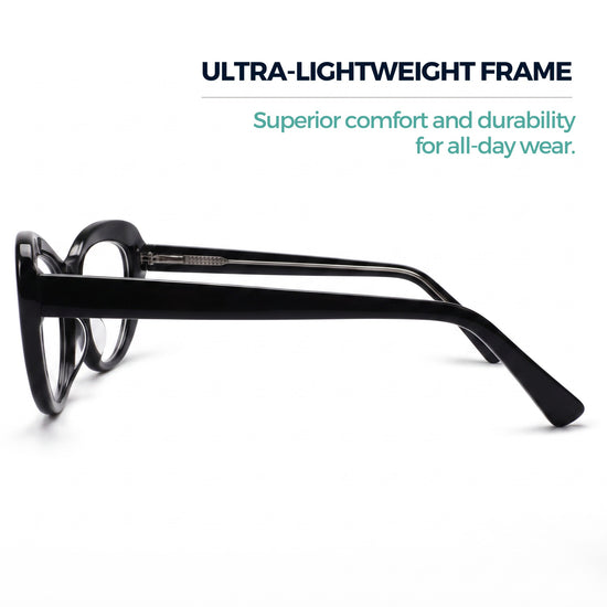 Black retro oval cat eye reading glasses for women – product photo 6 | R-803