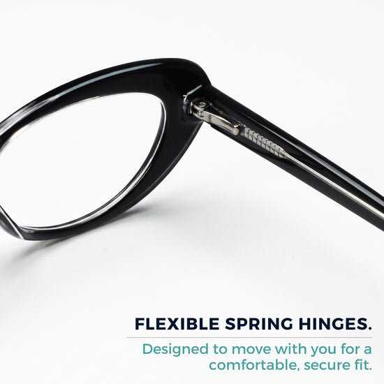 Black retro oval cat eye reading glasses for women – product photo 7 | R-803