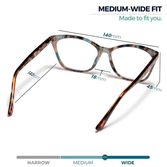 Rose-blue tortoise modern cat eye reading glasses for women – product photo 4 | R-882