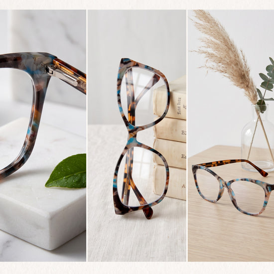 Rose-blue tortoise modern cat eye reading glasses for women – product photo 8 | R-882