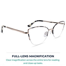 Beige tortoise metal cat eye reading glasses for women – product photo 5 | R-914