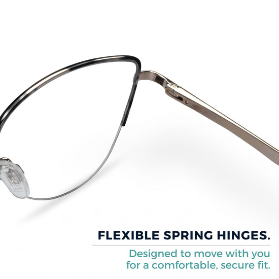 Beige tortoise metal cat eye reading glasses for women – product photo 7 | R-914