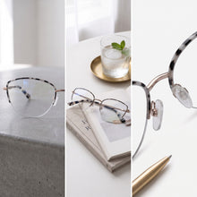Beige tortoise metal cat eye reading glasses for women – product photo 8 | R-914