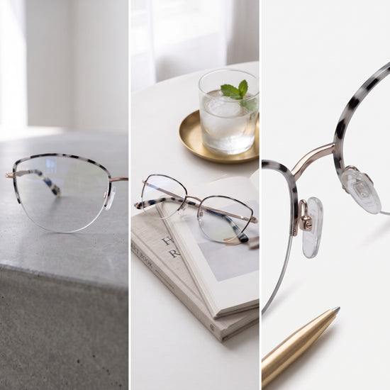Beige tortoise metal cat eye reading glasses for women – product photo 8 | R-914
