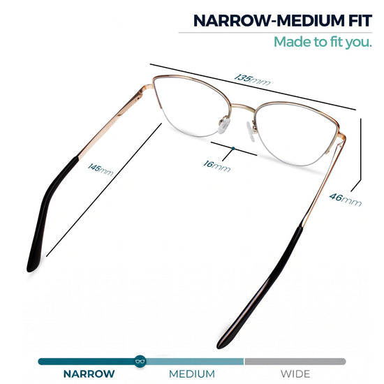 Black metal cat eye reading glasses for women – product photo 4 | R-914