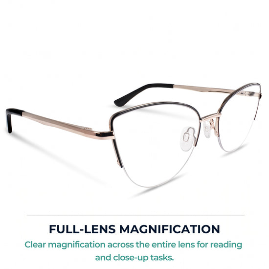 Black metal cat eye reading glasses for women – product photo 5 | R-914