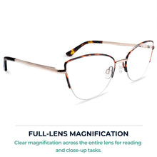 Tortoise metal cat eye reading glasses for women – product photo 5 | R-914