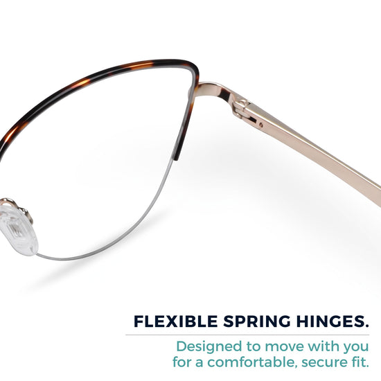 Tortoise metal cat eye reading glasses for women – product photo 7 | R-914