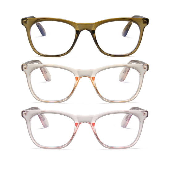 3-Pack Clear Frame Blue Light Reading Glasses | M-771P