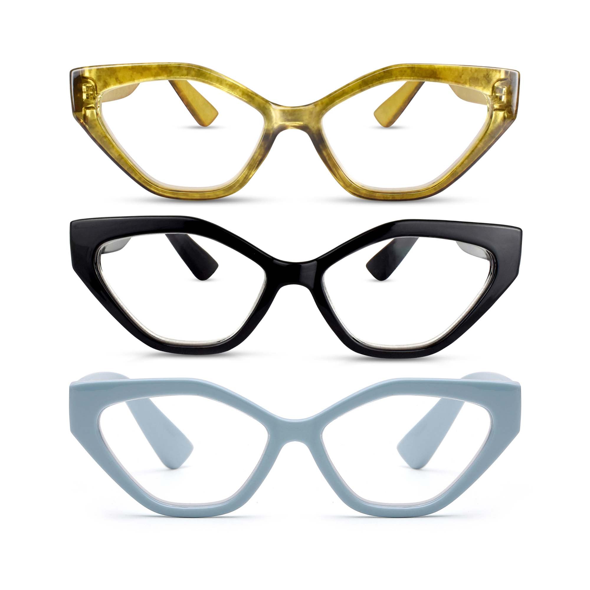 3-Pack Premium TR-90 Funky Cat Eye Reading Glasses for Women | M-805