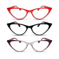 3-Pack Colorful Cat Eye Reading Glasses for Women | M-806