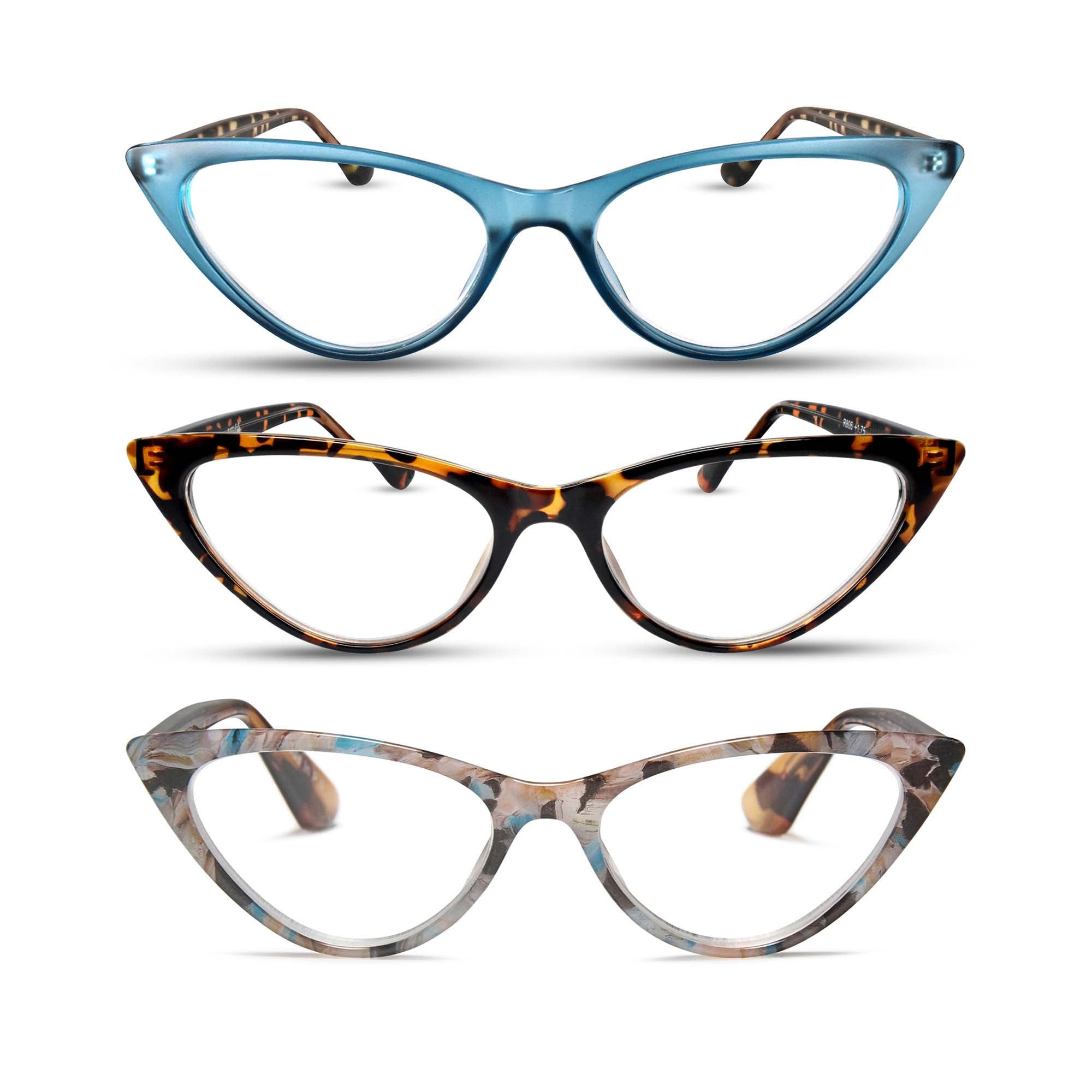 3-Pack Funky Cat Eye Reading Glasses for Women | M-806