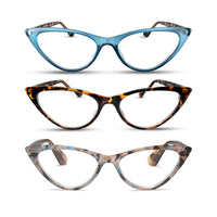 3-Pack Colorful Cat Eye Reading Glasses for Women | M-806