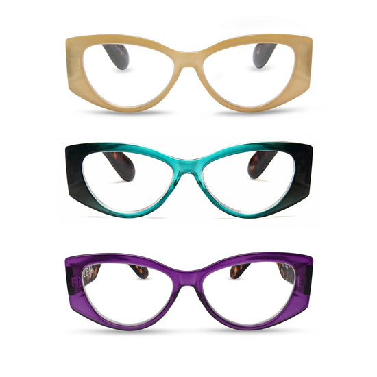 3-Pack Oversized Cat Eye Reading Glasses for Women | M-867