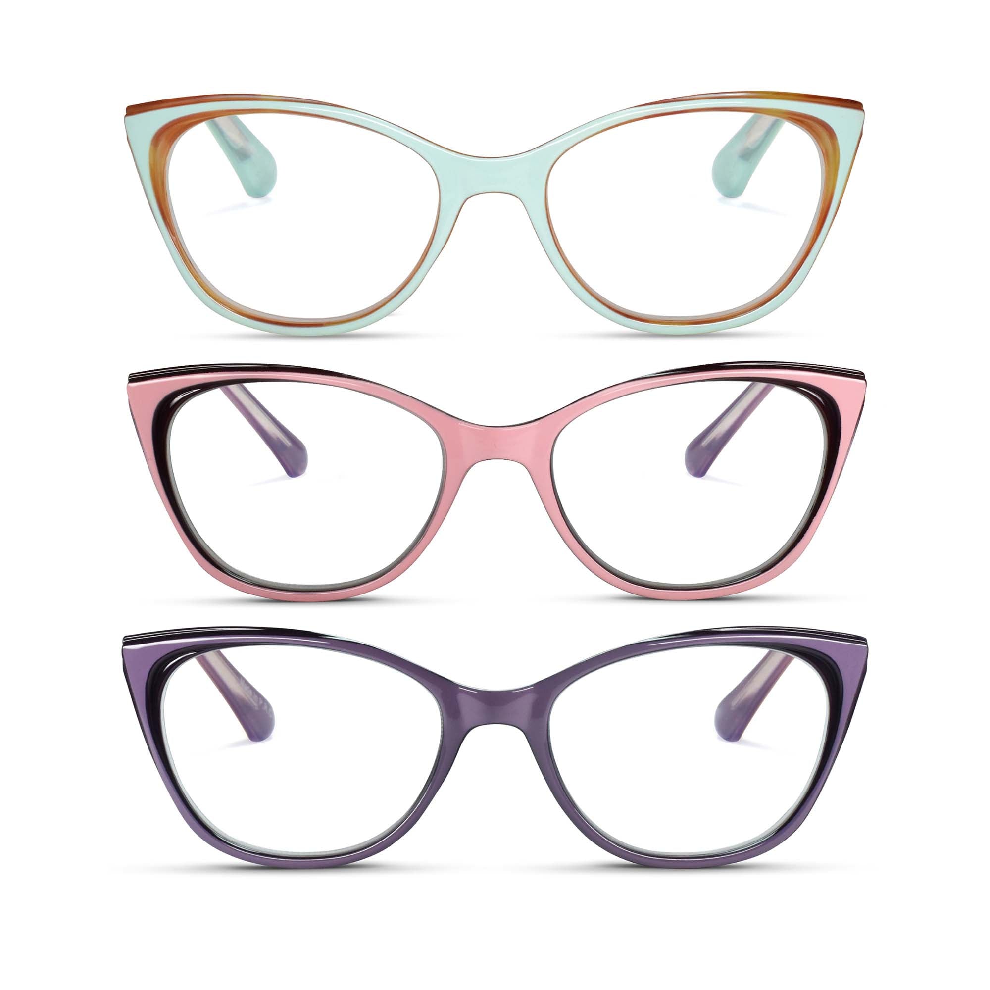 3-Pack Premium Vivid Cat-eye Reading Glasses for Women | M-934