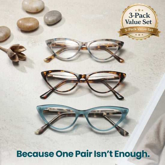 3-Pack Colorful Cat Eye Reading Glasses for Women | M-806