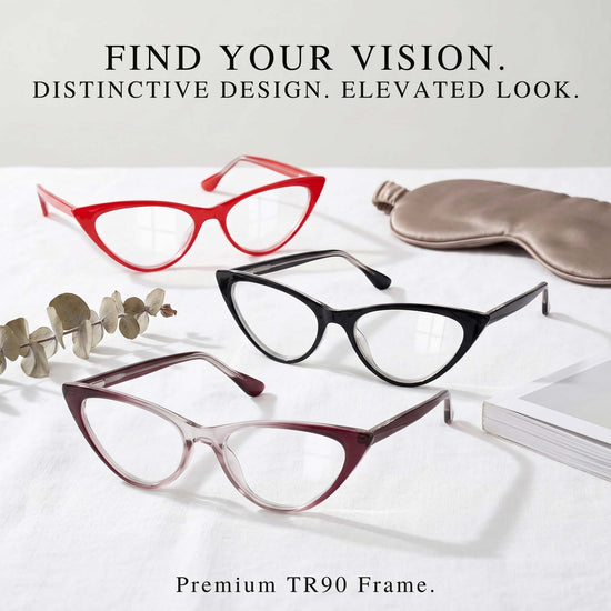 3-Pack Colorful Cat Eye Reading Glasses for Women | M-806