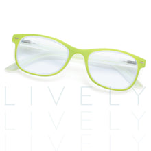 neon green reading glasses
