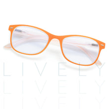 orange reading glasses