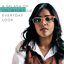 orange color reading glasses