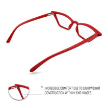 red reading glasses