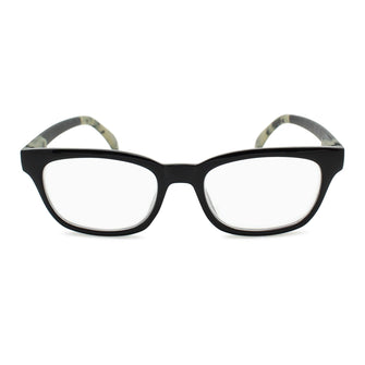 Retro Square Frame Reading Glasses with Faux Horn Temples | R-817 - 2SeeLife